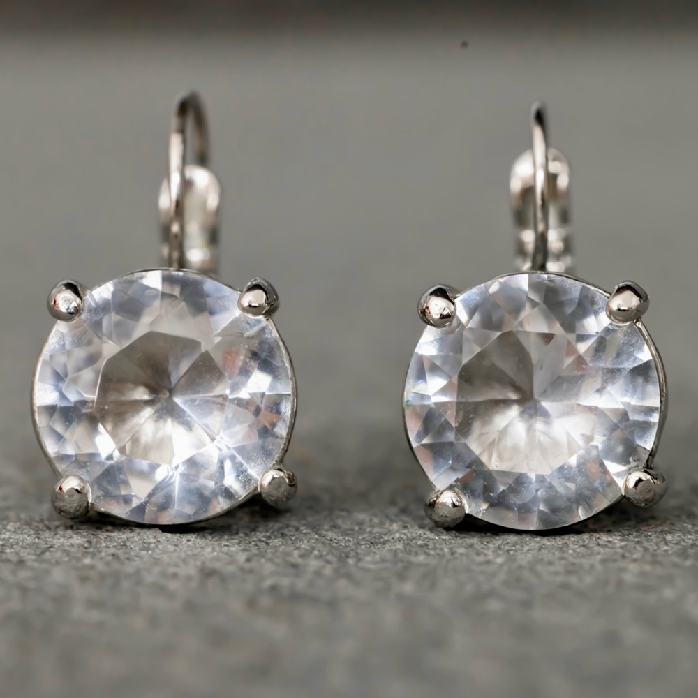 Kate Spade Brilliant Cut Clear Gemstone and Silver Drop Earrings